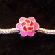 Perle Charmies Fleur rouge / rose en métal émaillé
